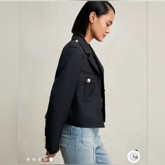 Reiss Black Jaque Cropped Jacket 6 $ 440 - Picture 3 of 8